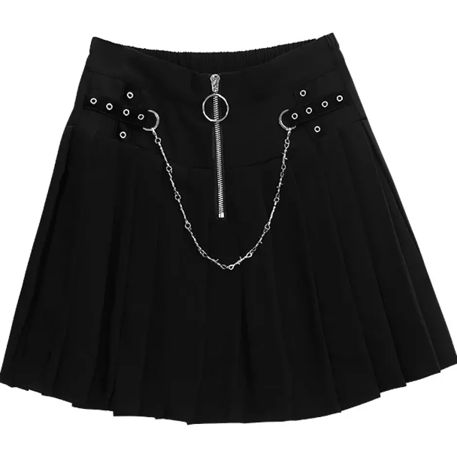 Bottoms>LISTEN FLAVOR Barbed Wire Chain Pleated Skirt