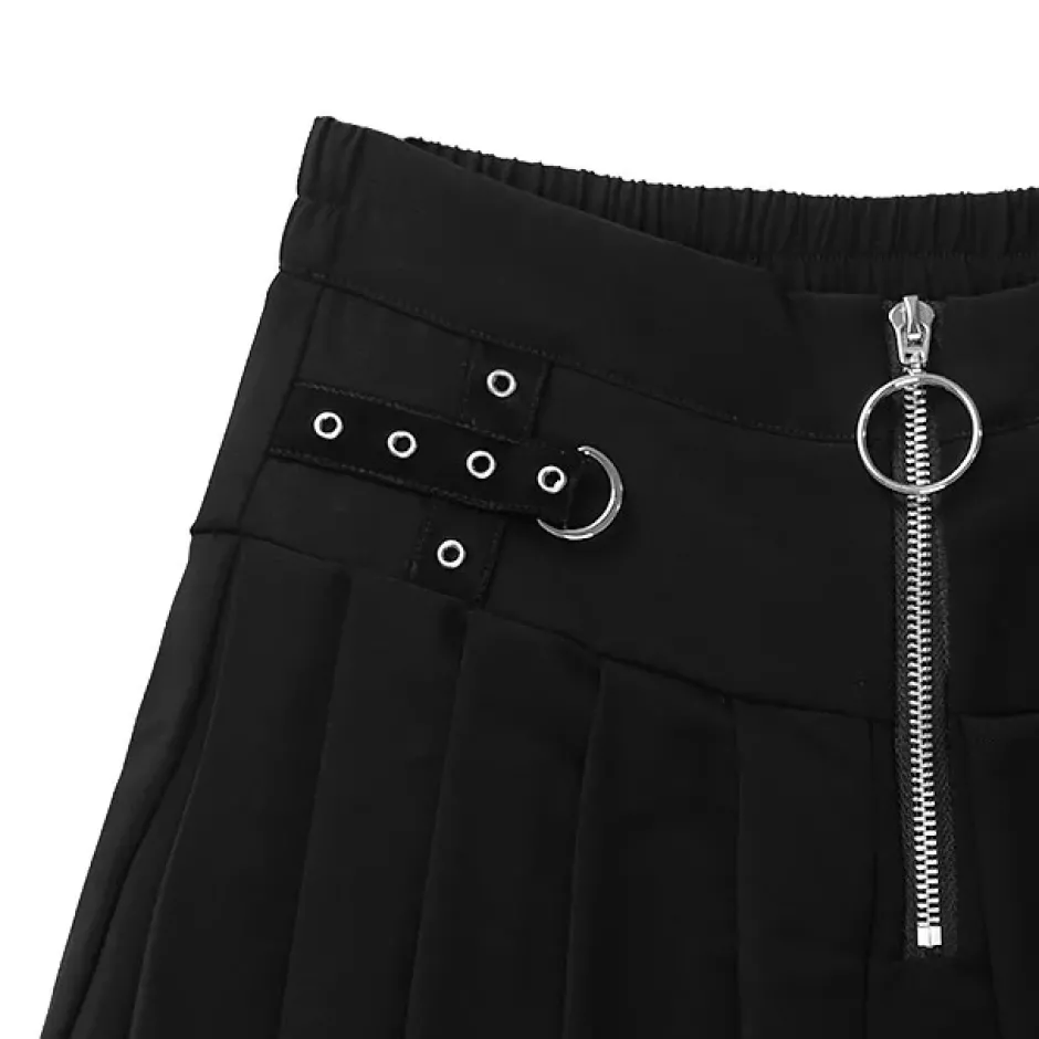 Bottoms>LISTEN FLAVOR Barbed Wire Chain Pleated Skirt