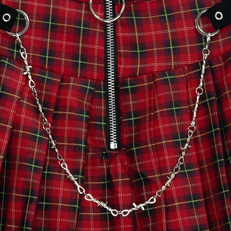 Bottoms>LISTEN FLAVOR Barbed Wire Chain Pleated Skirt