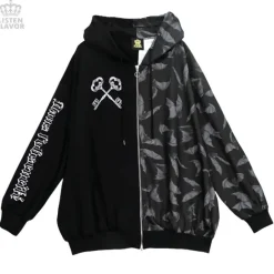 LISTEN FLAVOR Bat Double Zipper Hoodie Clearance