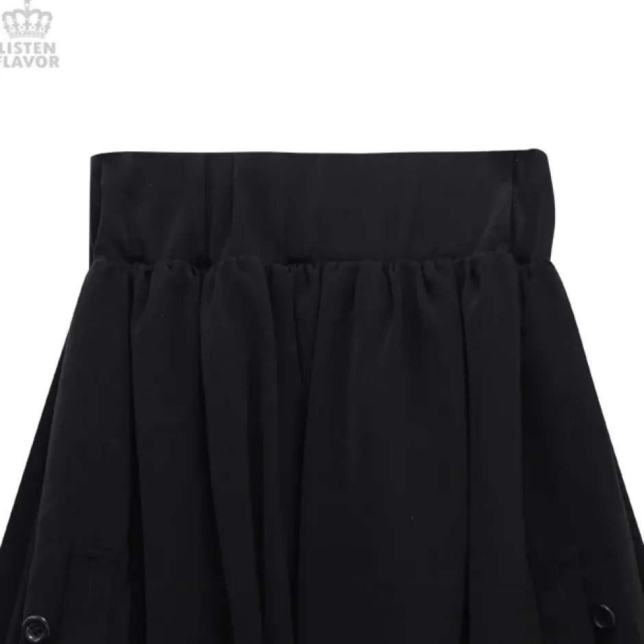 Bottoms>LISTEN FLAVOR Bat Hemline Maxi Skirt