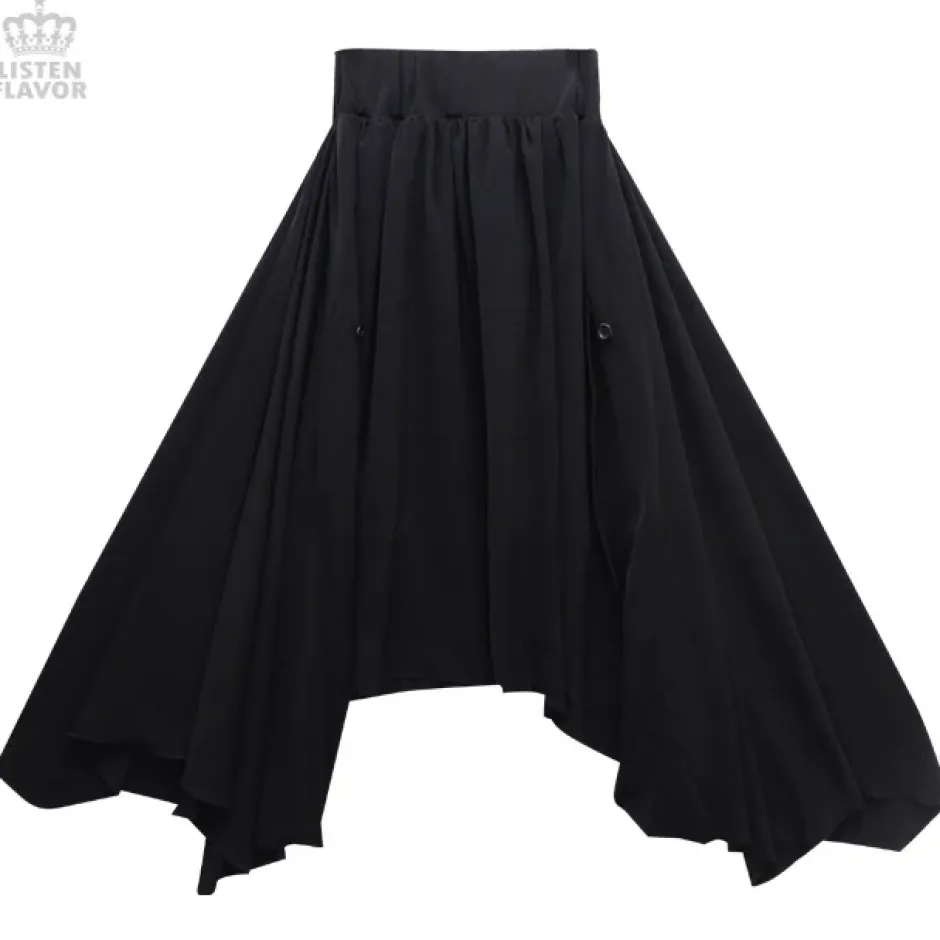 Bottoms>LISTEN FLAVOR Bat Hemline Maxi Skirt