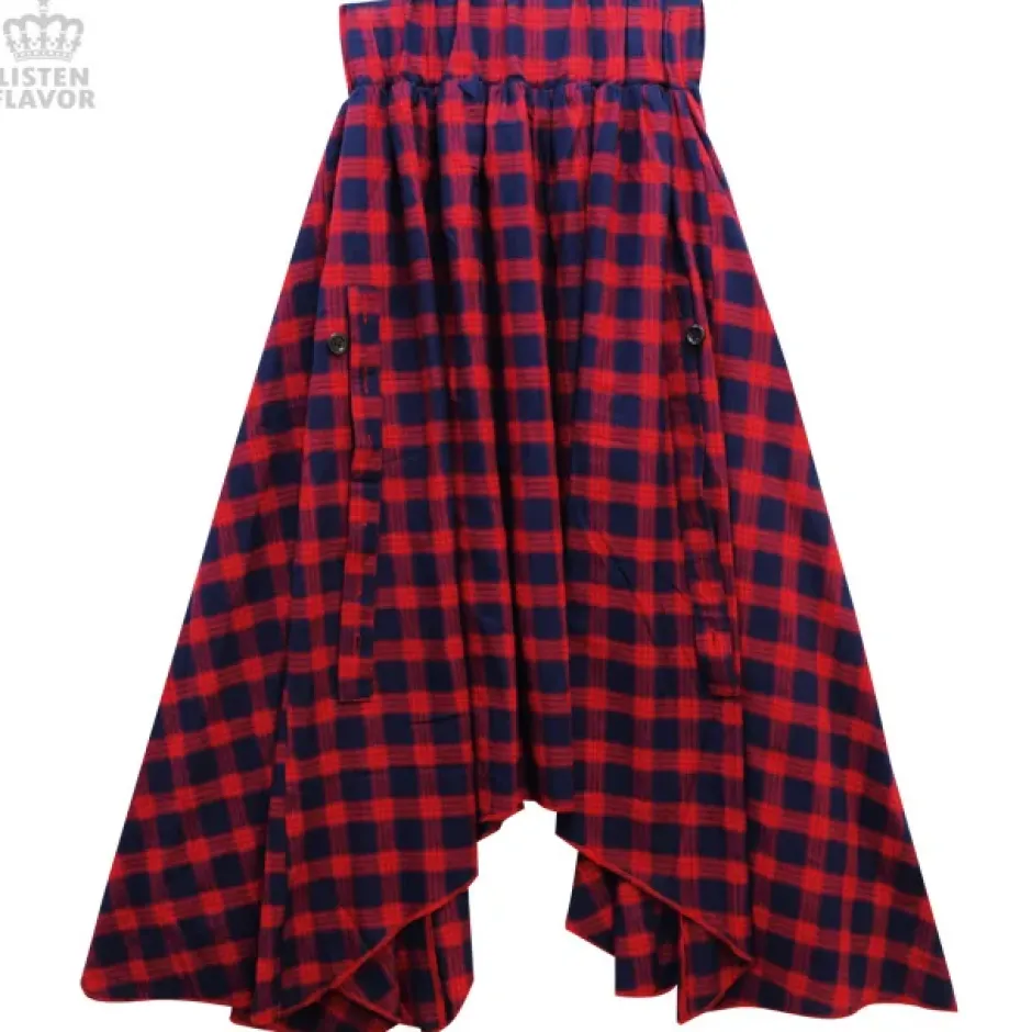 Bottoms>LISTEN FLAVOR Bat Hemline Maxi Skirt