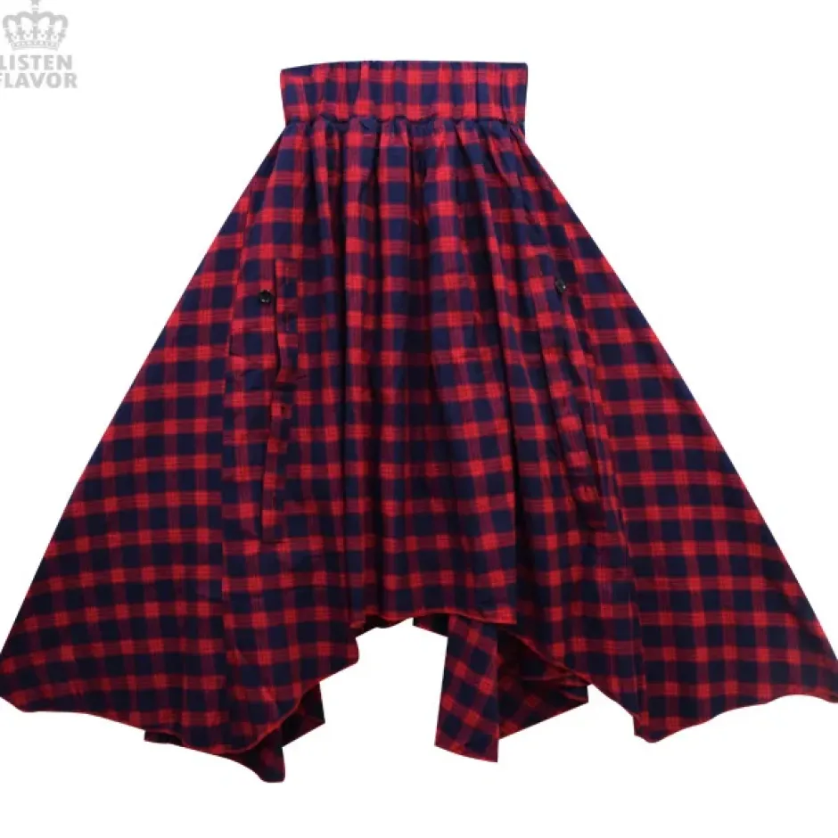 Bottoms>LISTEN FLAVOR Bat Hemline Maxi Skirt