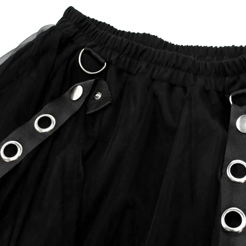 LISTEN FLAVOR Belt Equipped Fluffy Tulle Skirt