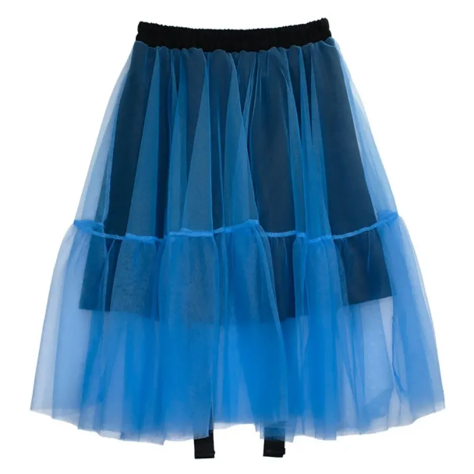 LISTEN FLAVOR Belt Equipped Fluffy Tulle Skirt