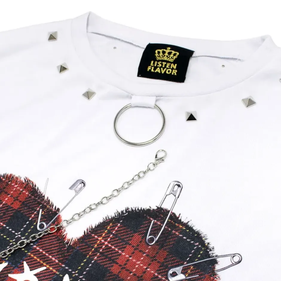 Tops>LISTEN FLAVOR Binding Kiss Hug Big Top with Chain