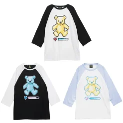Tops>LISTEN FLAVOR 8-Bit Bear Raglan Top