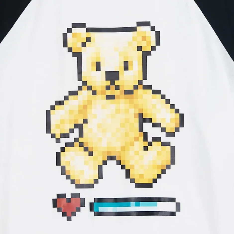 Tops>LISTEN FLAVOR 8-Bit Bear Raglan Top