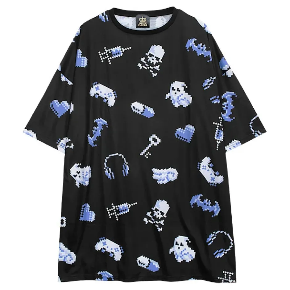 LISTEN FLAVOR 8bit Full Graphic Big T-Shirt Clearance