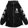 Jackets & Hoodies>LISTEN FLAVOR Black 8-Bit Skull Anorak Jacket