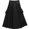 Bottoms>LISTEN FLAVOR Black Cargo Long Skirt