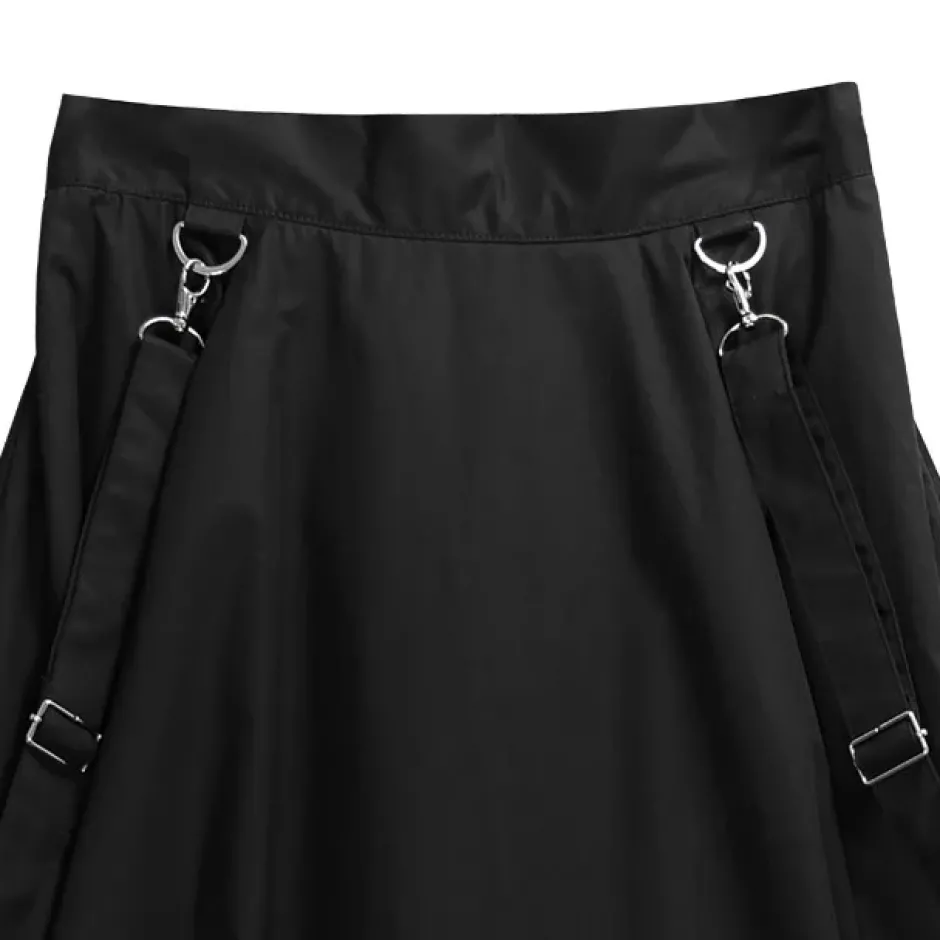 Bottoms>LISTEN FLAVOR Black Cargo Long Skirt