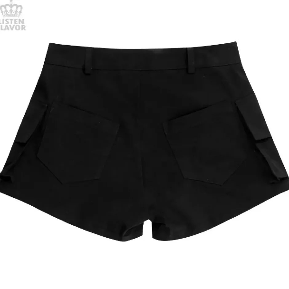 LISTEN FLAVOR Black Cargo Shorts Best
