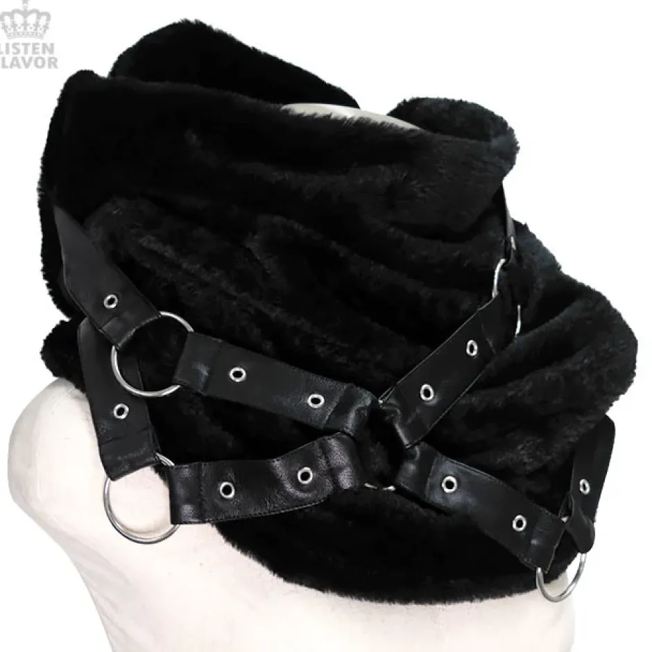 Other Accessories>LISTEN FLAVOR Black Cross Harness Fur Snood