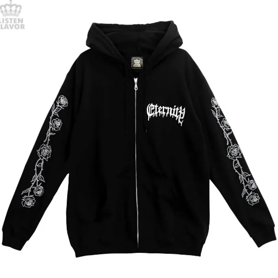 LISTEN FLAVOR Black Cypris Morpho Zip Hoodie Sale