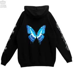 LISTEN FLAVOR Black Cypris Morpho Zip Hoodie Sale