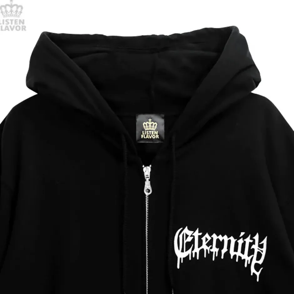 LISTEN FLAVOR Black Cypris Morpho Zip Hoodie Sale