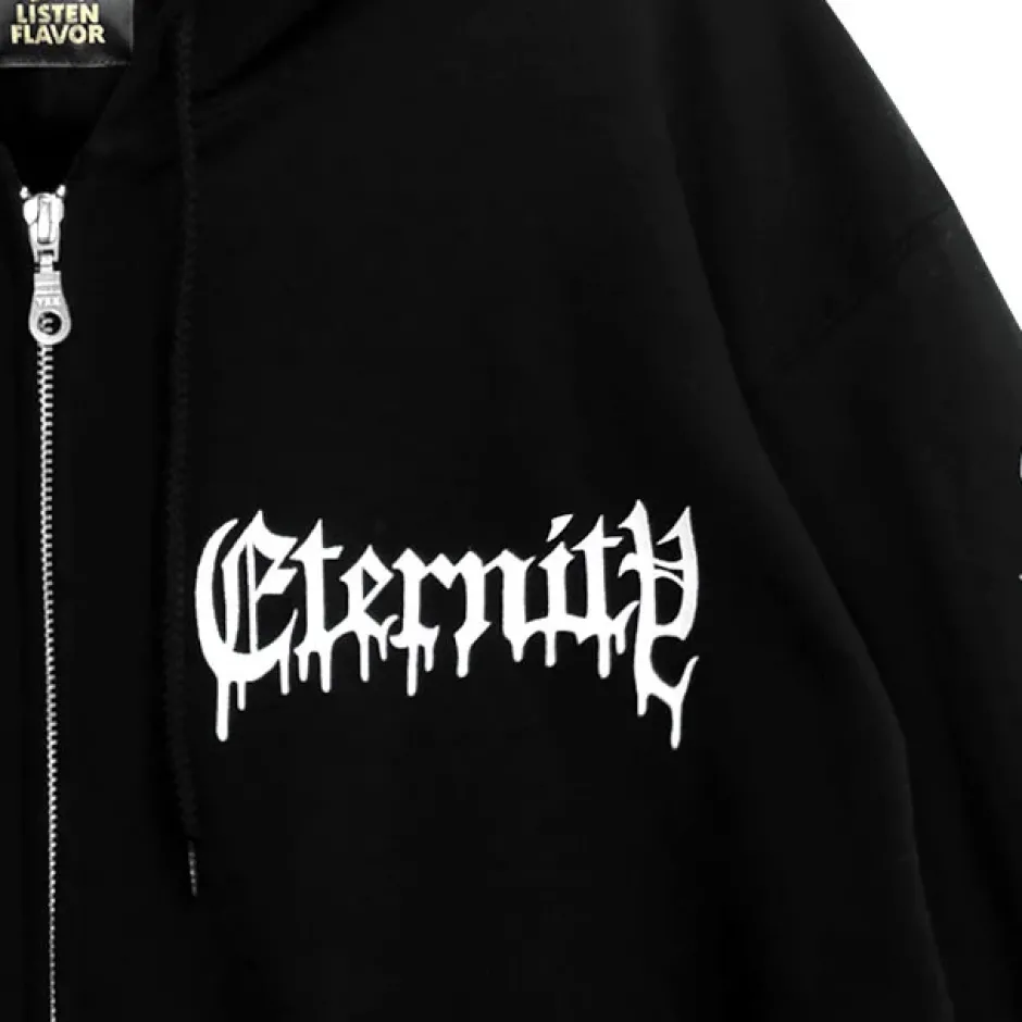 LISTEN FLAVOR Black Cypris Morpho Zip Hoodie Sale