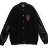 Jackets & Hoodies>LISTEN FLAVOR Black Devil Heart Leather Sleeve Sutajan