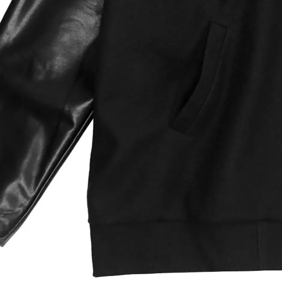 Jackets & Hoodies>LISTEN FLAVOR Black Devil Heart Leather Sleeve Sutajan