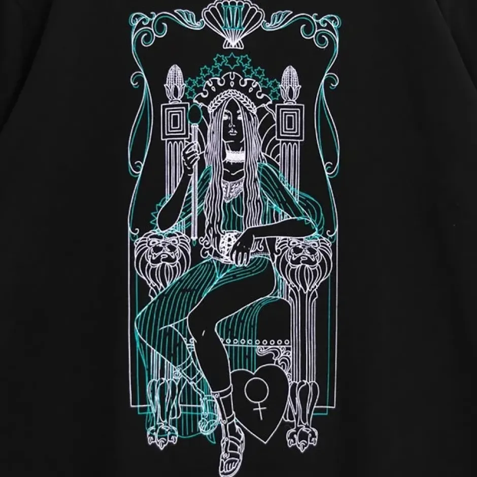 Jackets & Hoodies>LISTEN FLAVOR Black Empress Tarot Pullover