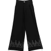 LISTEN FLAVOR Black Fire Embroidered Zip Slit Wide Pants Best