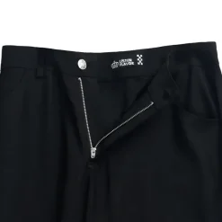 LISTEN FLAVOR Black Fire Embroidered Zip Slit Wide Pants Best