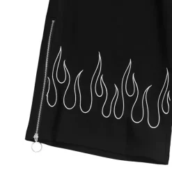 LISTEN FLAVOR Black Fire Embroidered Zip Slit Wide Pants Best