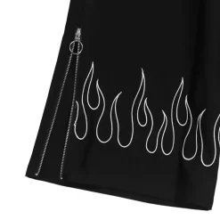 LISTEN FLAVOR Black Fire Embroidered Zip Slit Wide Pants Best
