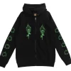 Jackets & Hoodies>LISTEN FLAVOR Black Graffiti Zip Hoodie