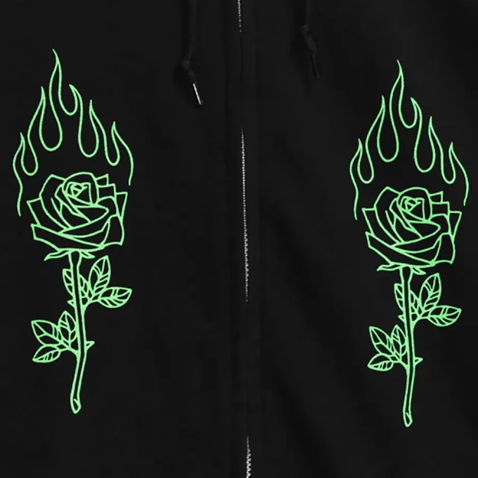 Jackets & Hoodies>LISTEN FLAVOR Black Graffiti Zip Hoodie