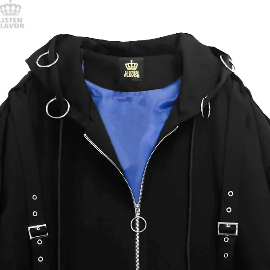 LISTEN FLAVOR Black Parachute Hood Blouson w/ Harness Belt Sale