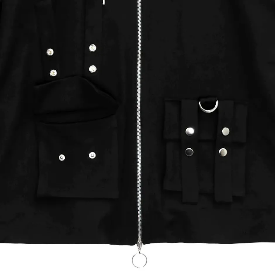 LISTEN FLAVOR Black Parachute Hood Blouson w/ Harness Belt Sale