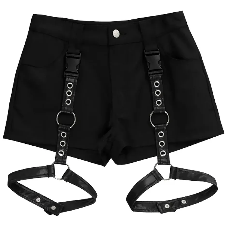 LISTEN FLAVOR Black Shorts w/ Harness Garter Belt Outlet