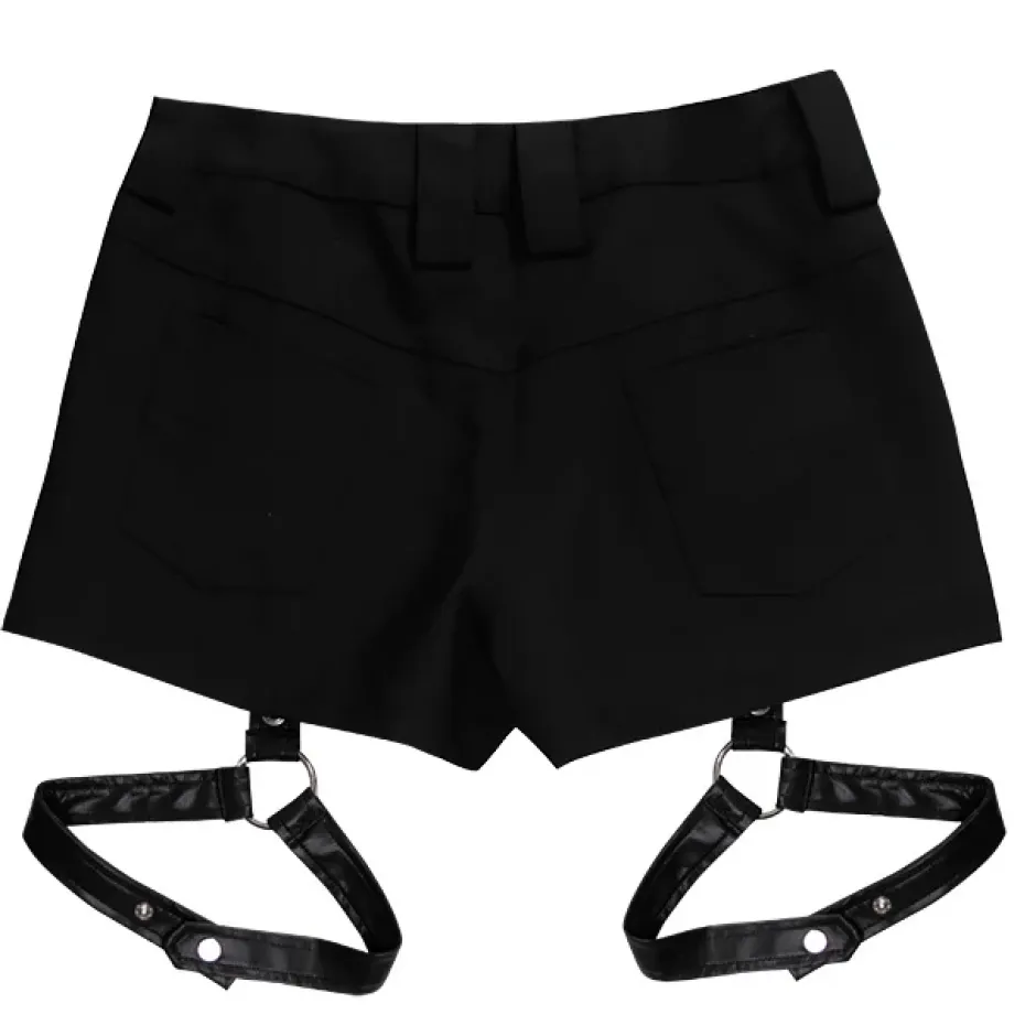 LISTEN FLAVOR Black Shorts w/ Harness Garter Belt Outlet