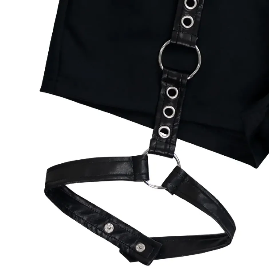 LISTEN FLAVOR Black Shorts w/ Harness Garter Belt Outlet