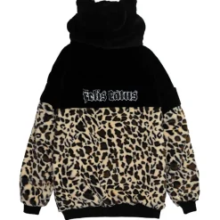 LISTEN FLAVOR Black x Leopard Cat Paw Boa Blouson Clearance