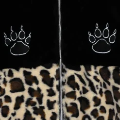 LISTEN FLAVOR Black x Leopard Cat Paw Boa Blouson Clearance