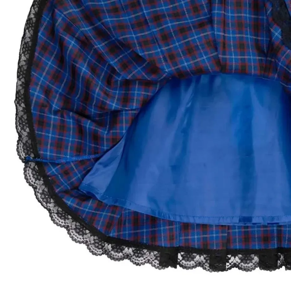 Bottoms>LISTEN FLAVOR Blue Plaid Pleated Mini Skirt w/ Belt