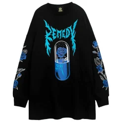 Jackets & Hoodies>LISTEN FLAVOR Blue Rose Capsule Sweatshirt Black