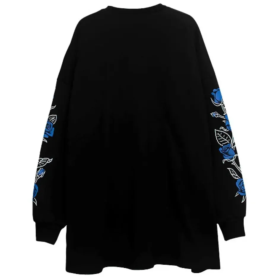 Jackets & Hoodies>LISTEN FLAVOR Blue Rose Capsule Sweatshirt Black