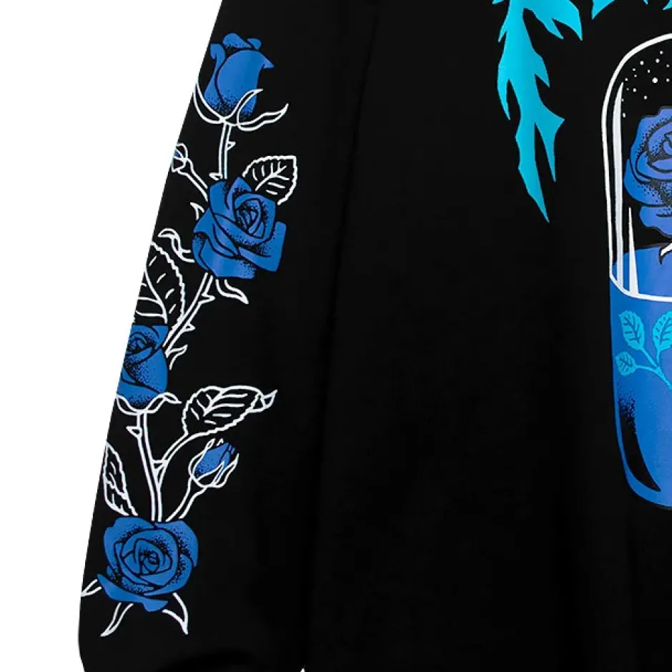 Jackets & Hoodies>LISTEN FLAVOR Blue Rose Capsule Sweatshirt Black