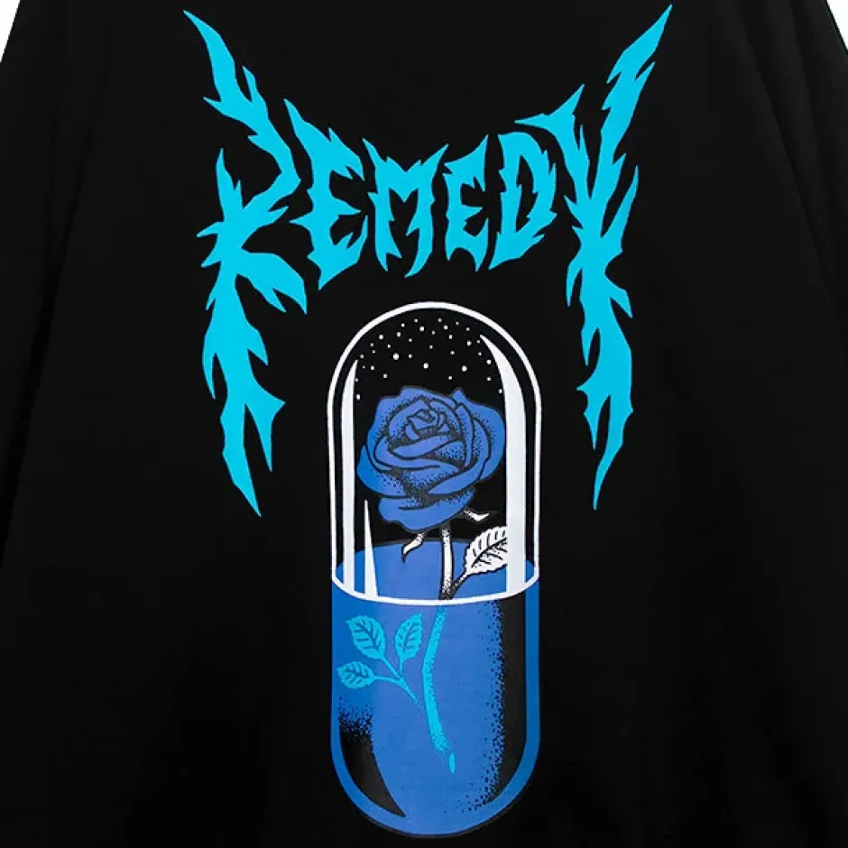 Jackets & Hoodies>LISTEN FLAVOR Blue Rose Capsule Sweatshirt Black