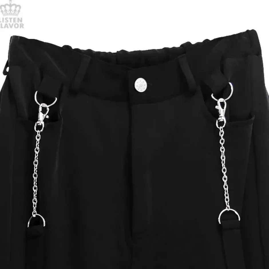Bottoms>LISTEN FLAVOR Bondage Cargo Pants w/ Chain Suspenders