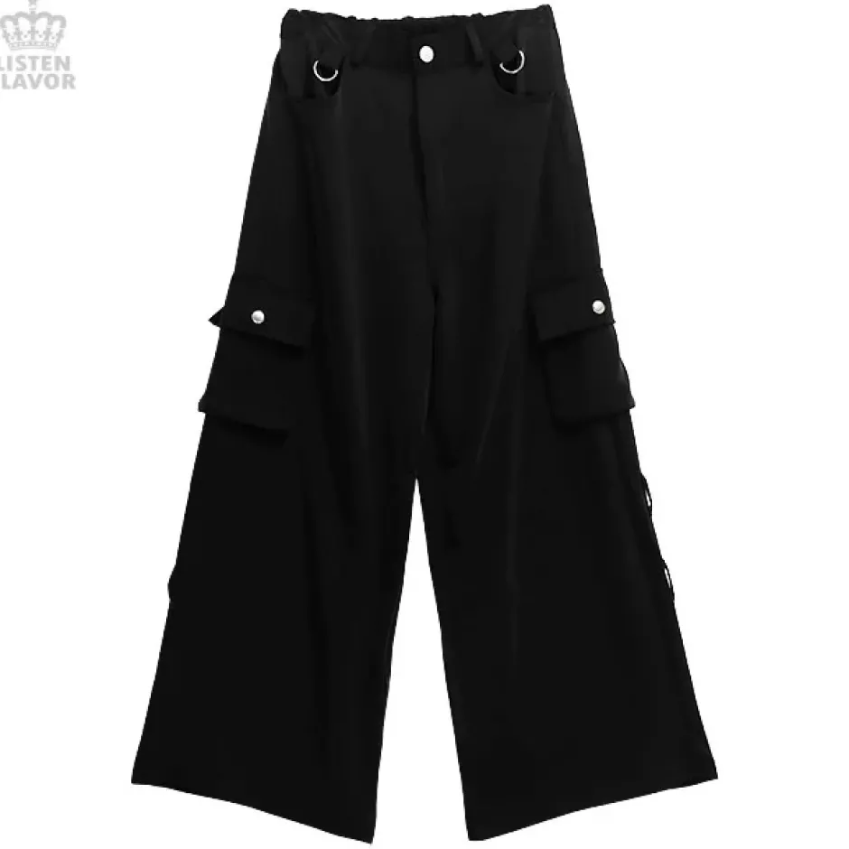 Bottoms>LISTEN FLAVOR Bondage Cargo Pants w/ Chain Suspenders