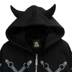 LISTEN FLAVOR Bondage Horn 2-Way Cropped Hoodie Clearance
