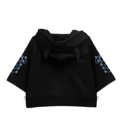 LISTEN FLAVOR Bondage Horn 2-Way Cropped Hoodie Clearance
