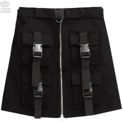LISTEN FLAVOR Buckle Pocket Zip Skirt Clearance
