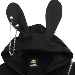 LISTEN FLAVOR Bunny Ear Ghost Hoodie New